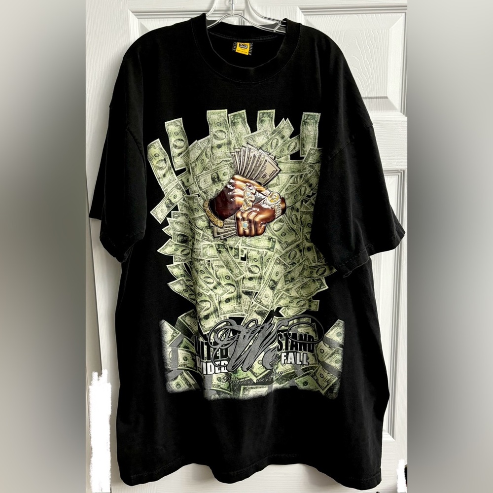Vintage Lusso 3D Plastic Printed Cash T Shirt.Size 4XL. Made in USA